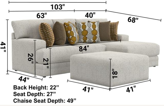 Jackson Furniture Tori 3-Piece Birch Right-Arm Facing Sectional and Chaise-2