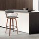 Armen Living Willow Gray/Walnut Swivel Bar Stool-1