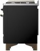 Ilve® Majestic III 40" Glossy Black Pro Style Dual Fuel Natural Gas Range with Solid Door and Burnished Trim-4