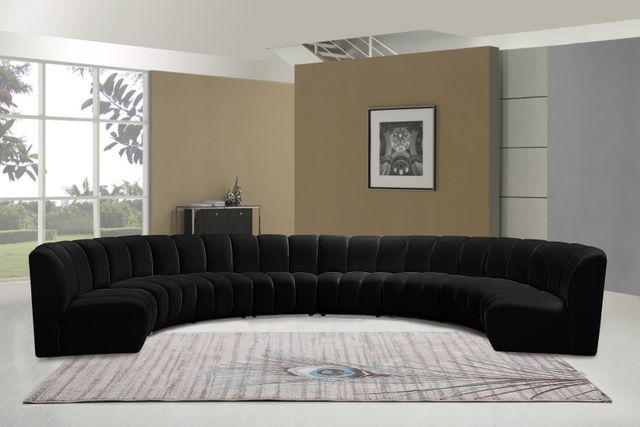 Meridian Furniture Infinity 8-Piece Black Velvet Modular Sectional-1