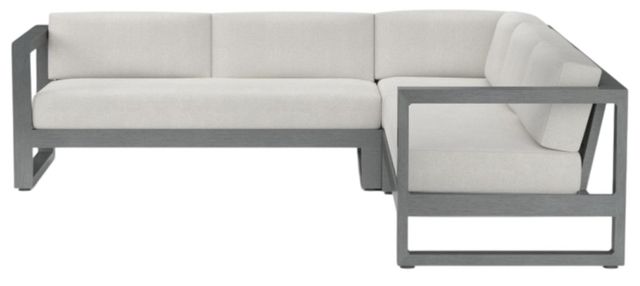 Sunset West Redondo 3-Piece Slate Aluminum Outdoor Sectional with Cast Silver Cushion-1