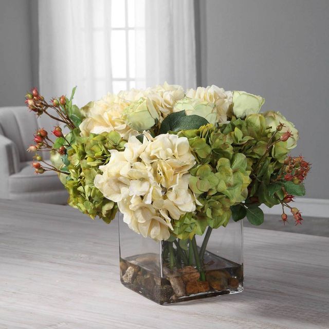 Uttermost® Cecily Cream/Sage Hydrangea Bouquet-1