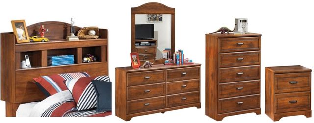 Signature Design by Ashley® Barchan 5-Piece Medium Brown Twin Bookcase Headboard Bed Set-0
