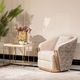 Michael Amini® Carmela Shimmer Ivory Side Table with Gold Base-1