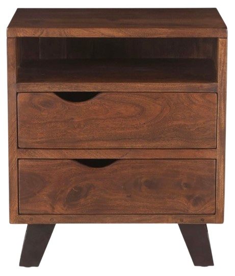 Home Trends & Design London Loft Antique Zinc/Walnut Nightstand-1