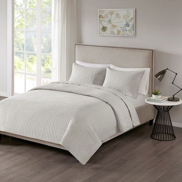 Olliix by 510 Design Otto Grey Full/Queen 3 Piece Reversible Coverlet Set-4
