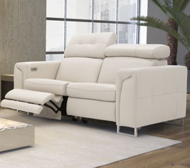 Fornirama 3333 Off-White Power Reclining Loveseat with Adjustable Headrest-1