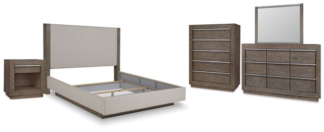 Benchcraft® Anibecca 5-Piece Weathered Gray California King Panel Bed Set-0