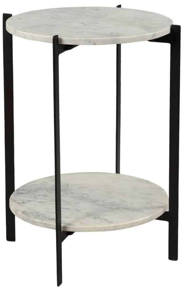 Moe's Home Collection Melanie White Marble Round Accent Table with Matte Black Iron Base-0
