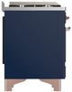 Ilve® Majestic III 36" Midnight Blue Pro Style Dual Fuel Liquid Propane Range with 6 Black Brass Burners and Copper Trim-4