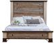 International Furniture Direct Antique Distressed Wood King Low Profile Platform Bed Footboard with Rails-2