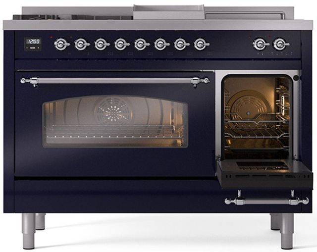 Ilve® Nostalgie II Series 48" Midnight Blue Pro Style Dual Fuel Range-3