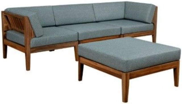 Linon Myrtle 4-Piece Grove Walnut Fabric/Wooden Outdoor Conversation Set-0