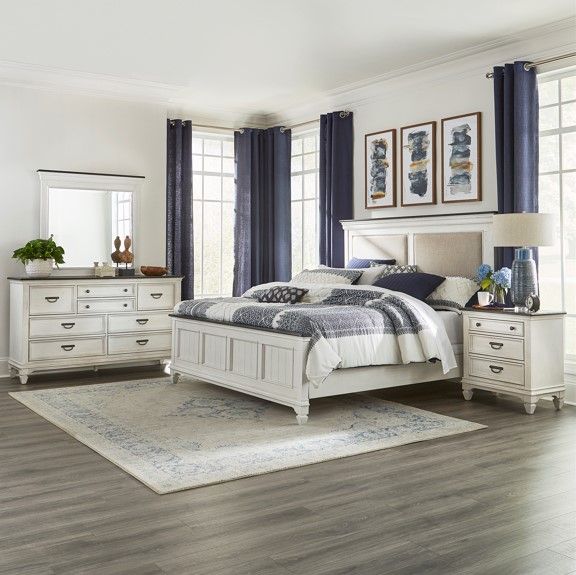Liberty Furniture Allyson Park 4-Piece Charcoal/Wirebrushed White Bedroom Set-0