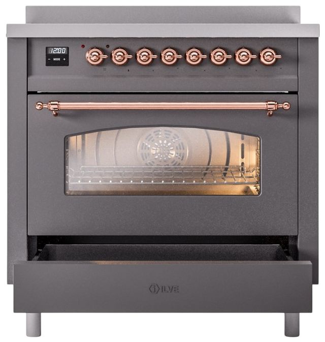Ilve® Nostalgie II Series 36" Matte Graphite Pro Style Induction Range-2