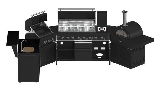 FORNO® Alta Qualita 5 Burner 176" Black Outdoor Kitchen Kit-1