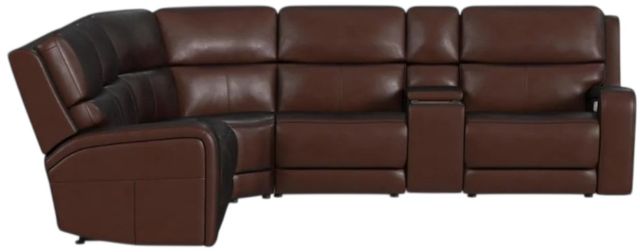 Flexsteel® Oasis Truffle Leather Power Sectional with Custom Layout Options-4