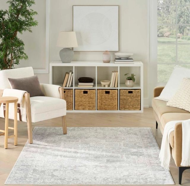Nourison Home™ Astra Machine Washable Gray 5'x7' Style 1 Area Rug-1
