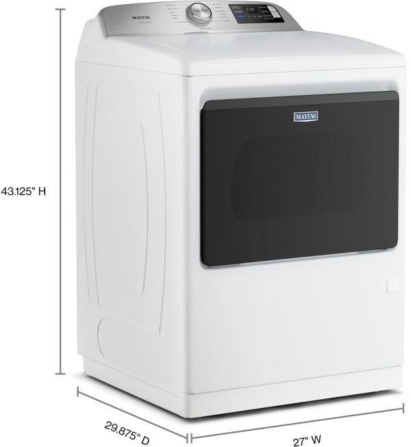 Maytag® 7.4 Cu. Ft. White Pet Pro Electric Dryer with Extra Power and Sanitize Cycle-3