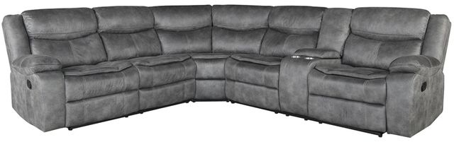 American Wholesale Furniture Dorado 3-Piece Charcoal Manual Reclining Curved Sectional-0