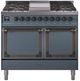 Ilve® Nostalgie II Noblesse 40'' Blue Gray Pro Style Dual Fuel Range with Burnished Trim-0