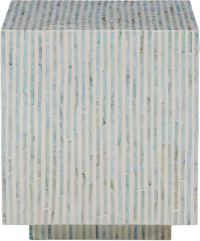 Linon Capiz Blue/Ivory Square Side Table-2