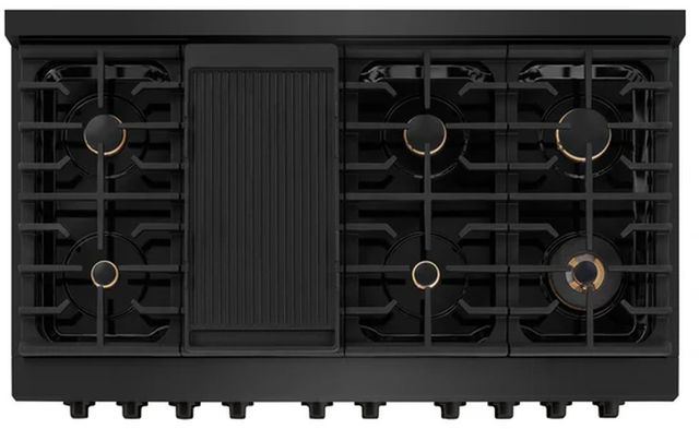 ZLINE 48" Black Stainless Steel Pro Style Gas Range with 8 Brass Burners-3