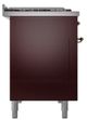 Ilve® Nostalgie II Noblesse 48'' Burgundy Pro Style Dual Fuel Range with Brass Trim-2