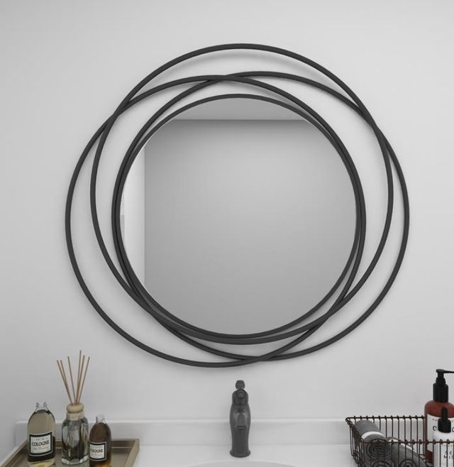 Deco Marche Gray Overlapping Circle Wall Mirror-4
