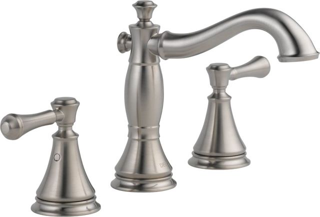 Delta Cassidy® Stainless 2-Handle Widespread Bathroom Faucet with Drain-0