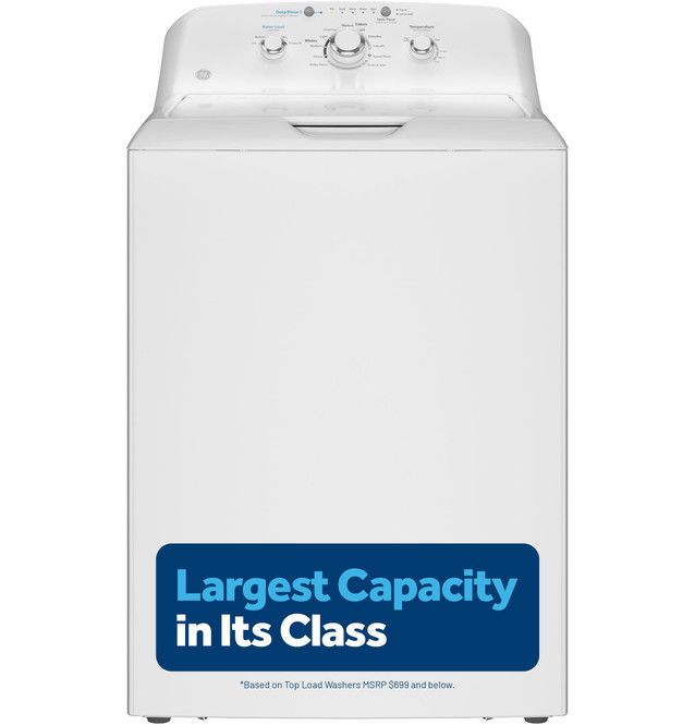 GE® 4 Cu. Ft White Agitator Top Load Washer with Stainless Steel Basket and Water Level Control-2