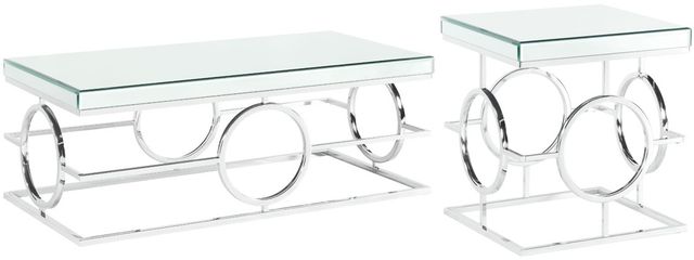 Elements International Pearl 2-Piece Chrome Occasional Table Set-0