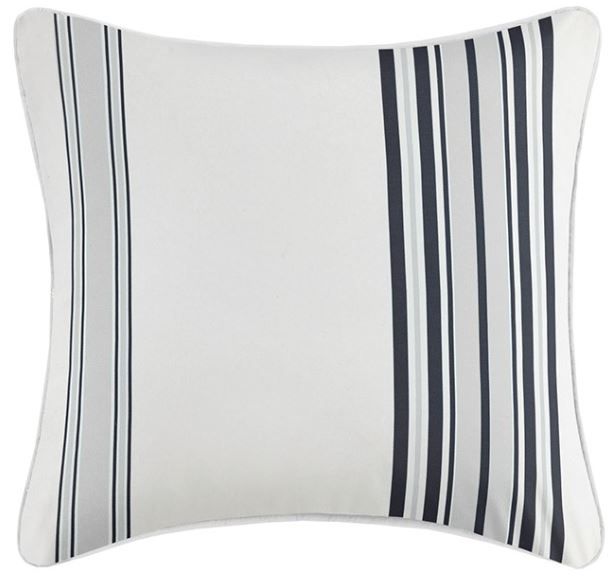 Olliix by Madison Park Newport Black 20x20" Printed Stripe 3M Scotchgard Outdoor Square Pillow-0