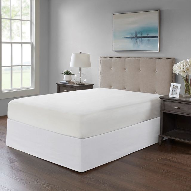Olliix by Madison Park White Simple Fit Wrap Around Adjustable Bed Skirt-3