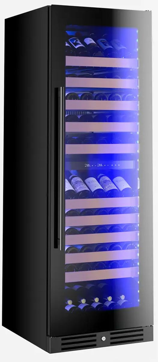 XO 24" 14 Cu. Ft. Black Dual Zone Wine Column with Glass Door-1