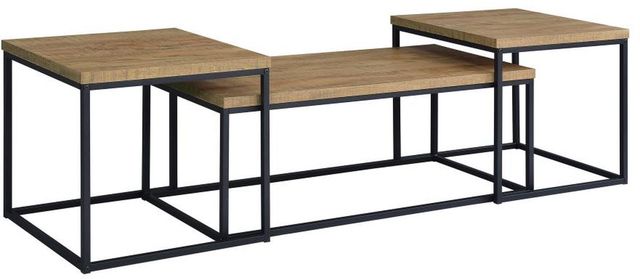 Coaster® Straden 3-Piece Mango Engineered Wood Coffee Table Set with Black Metal Base-0