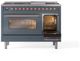 Ilve® Nostalgie II Series 48" Blue Grey Pro Style Dual Fuel Range-4