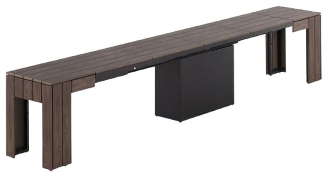 Transformer Table Transformer Black/Dark Walnut Aluminum/Polystyrene Outdoor Extendable Dining Bench-1