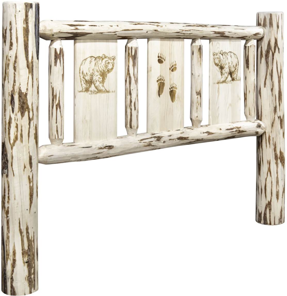 Montana Woodworks® Montana Collection Clear Lacquer Full Youth Headboard with Laser Engraved Bear Design
