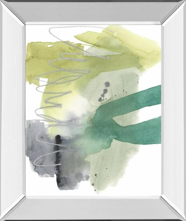 Classy Art Graffiti Green I by Jennifer Goldberger Mirrored Frame Wall Art-0