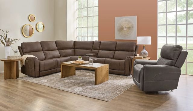 Flexsteel® Carter 6-Piece Cappuccino Modular Power Reclining Sectional with Power Headrests and Lumbar-1