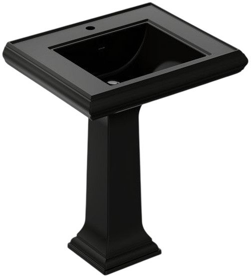 Kohler Memoirs® Classic Black 27.25" Rectangular Pedestal Bathroom Sink-0