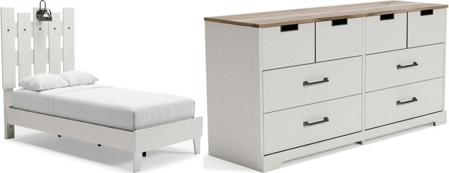 Signature Design by Ashley® Vaibryn 2-Piece White Twin Panel Platform Bed Set-0