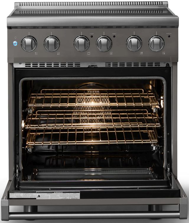 Viking® 5 Series 30" Damascus Gray Pro Style Electric Range with Polished Chrome Trim-1