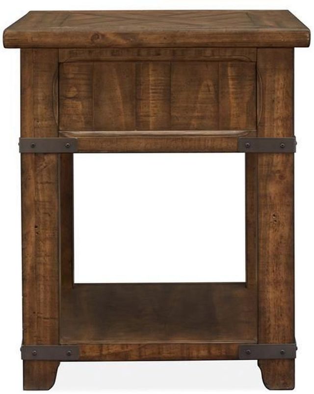 Magnussen Home® Chesterfield Farmhouse Timber Rectangular End Table-3