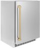 ZLINE Autograph Edition Touchstone 5.2 Cu. Ft. Stainless Steel Freestanding Beverage Center with Champagne Bronze Handle-3