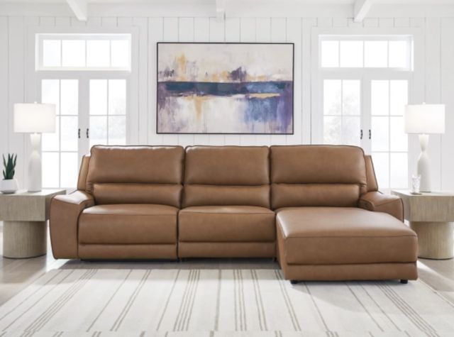 Signature Design by Ashley® DeepWakes 3-Piece Caramel Right-Arm Facing Power Reclining Sofa Sectional and Chaise-2