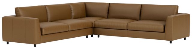EQ3 Cello Plush 3-Piece Leather Angled Arm Sectional Sofa