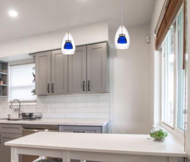 Cal® Lighting & Accessories Frosted Blue Mini Pendant-2