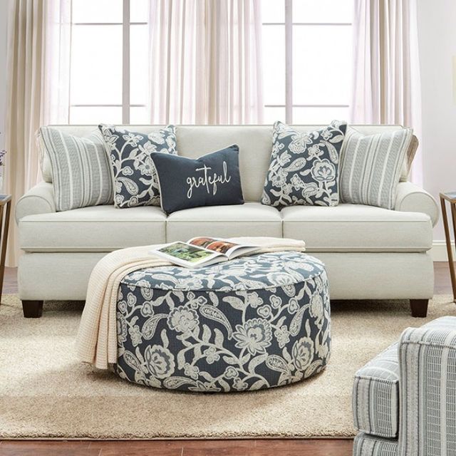 Furniture of America® Porthcawl Ivory 2-Piece Sofa and Loveseat Set-1